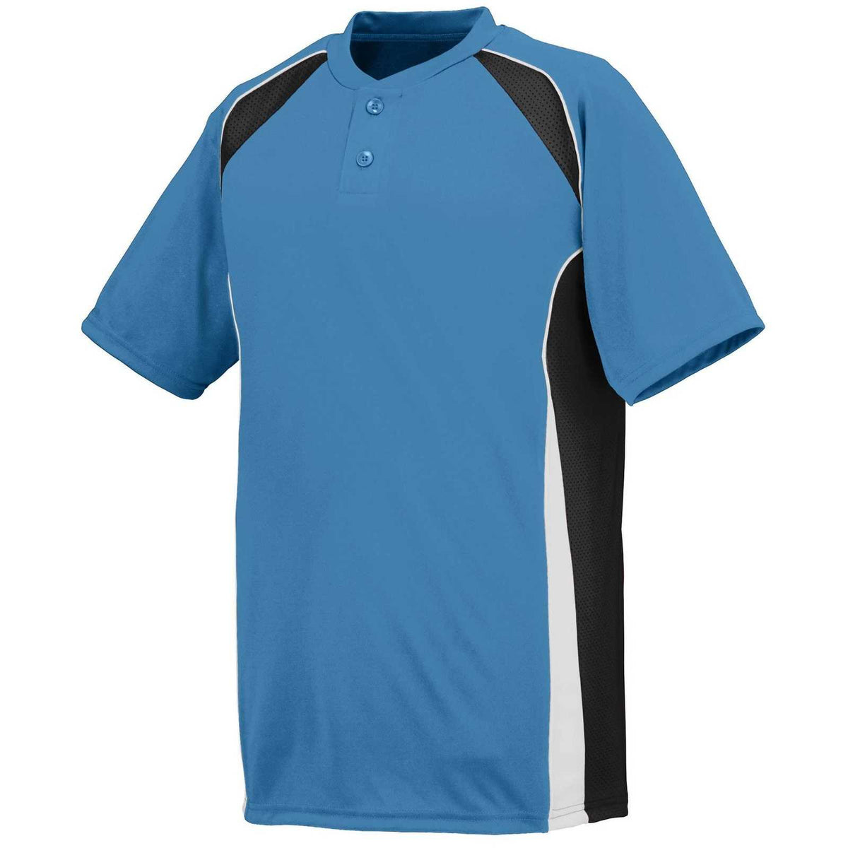 Augusta 1540 Base Hit Jersey - Columbia Blue Black White - HIT a Double
