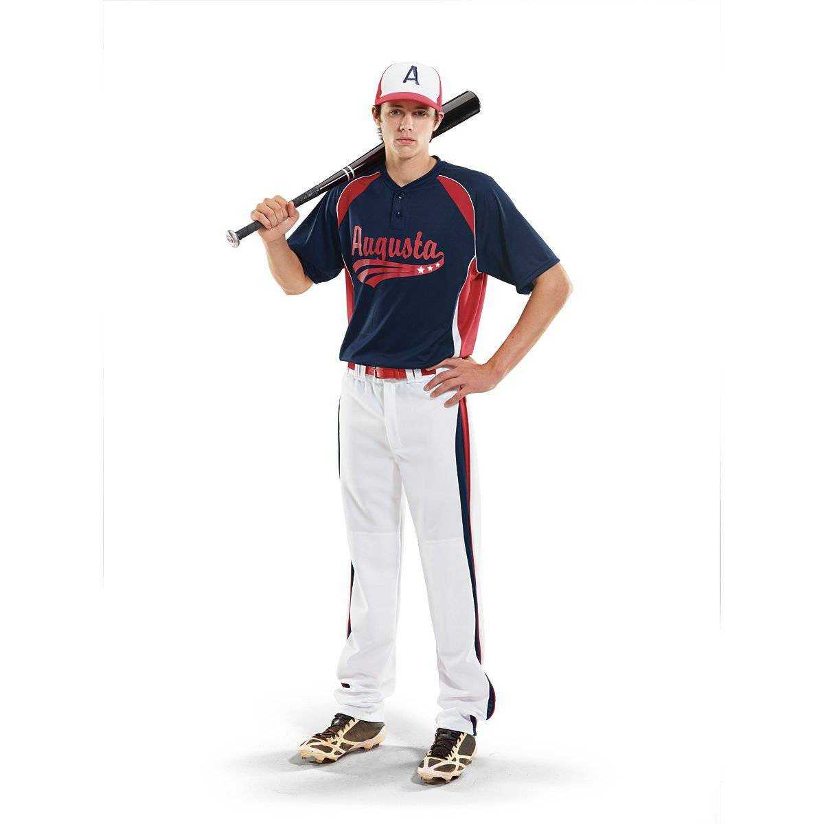 Augusta 1540 Base Hit Jersey - Navy Red White - HIT a Double