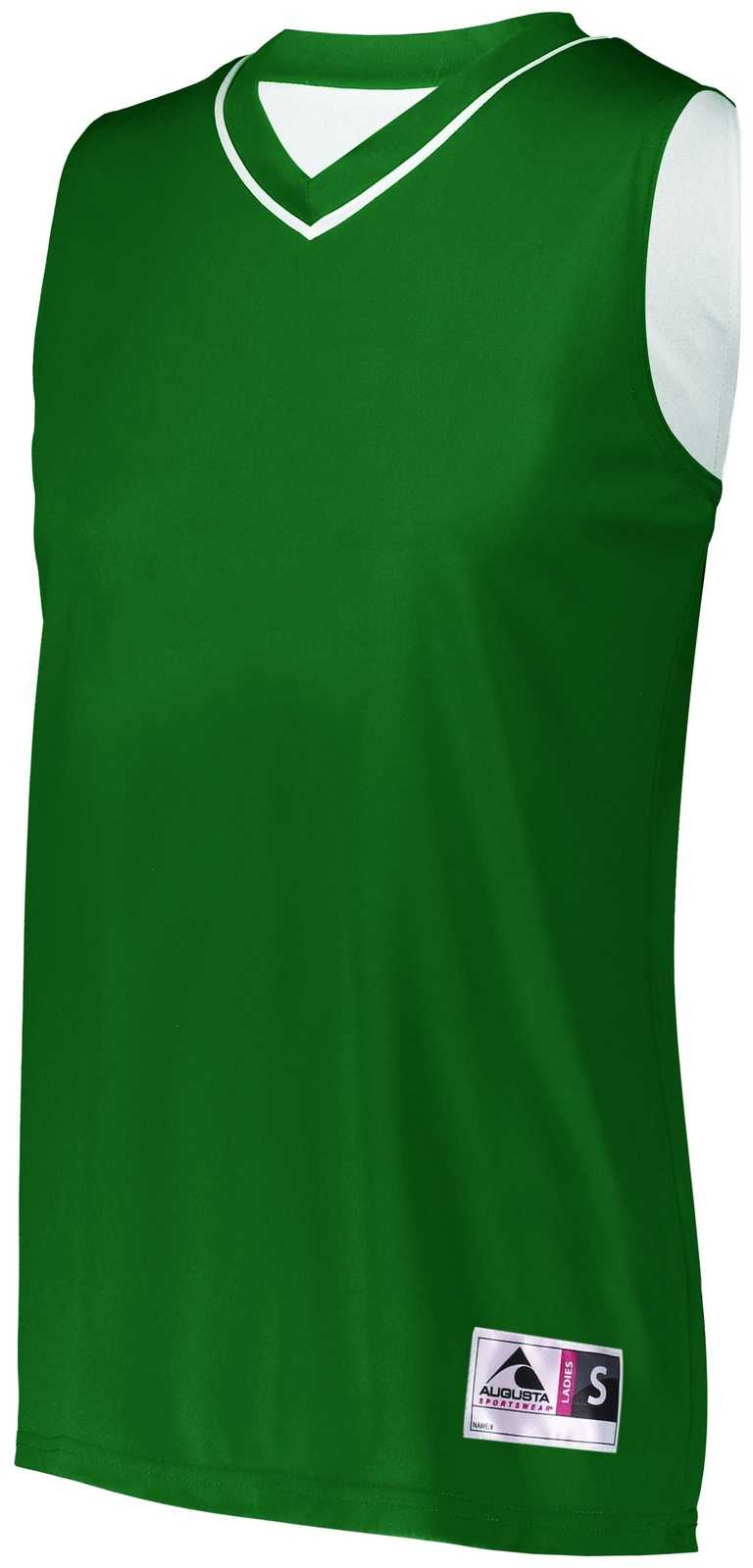 Augusta 154 Ladies Reversible Two-Color Jersey - Dark Green White - HIT a Double