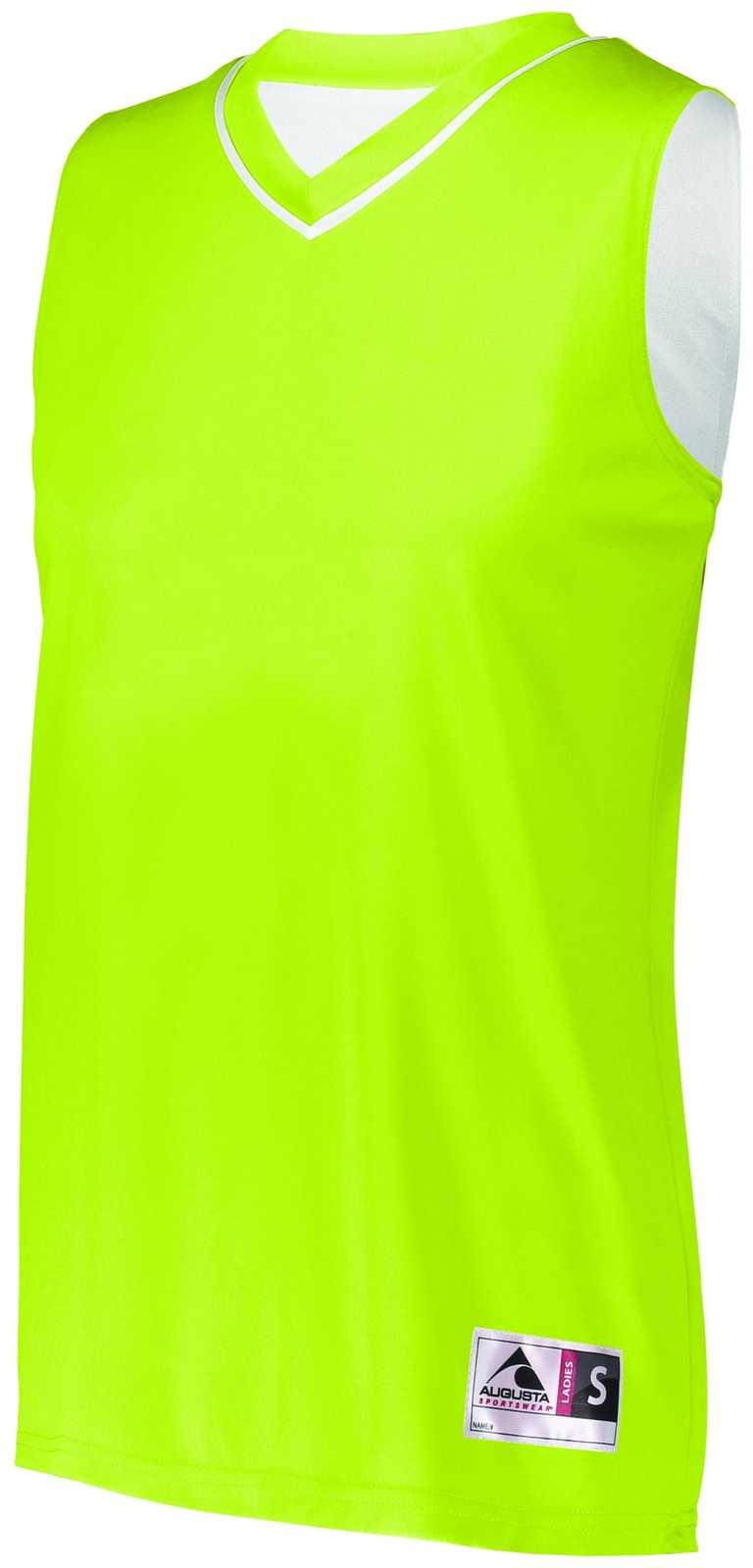 Augusta 154 Ladies Reversible Two-Color Jersey - Lime White - HIT a Double