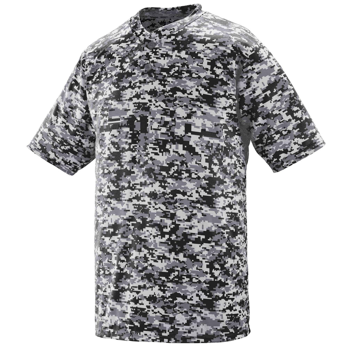 Augusta 1556 Youth Digi Camo Wicking Two-Button Jersey - Black Digi - HIT a Double