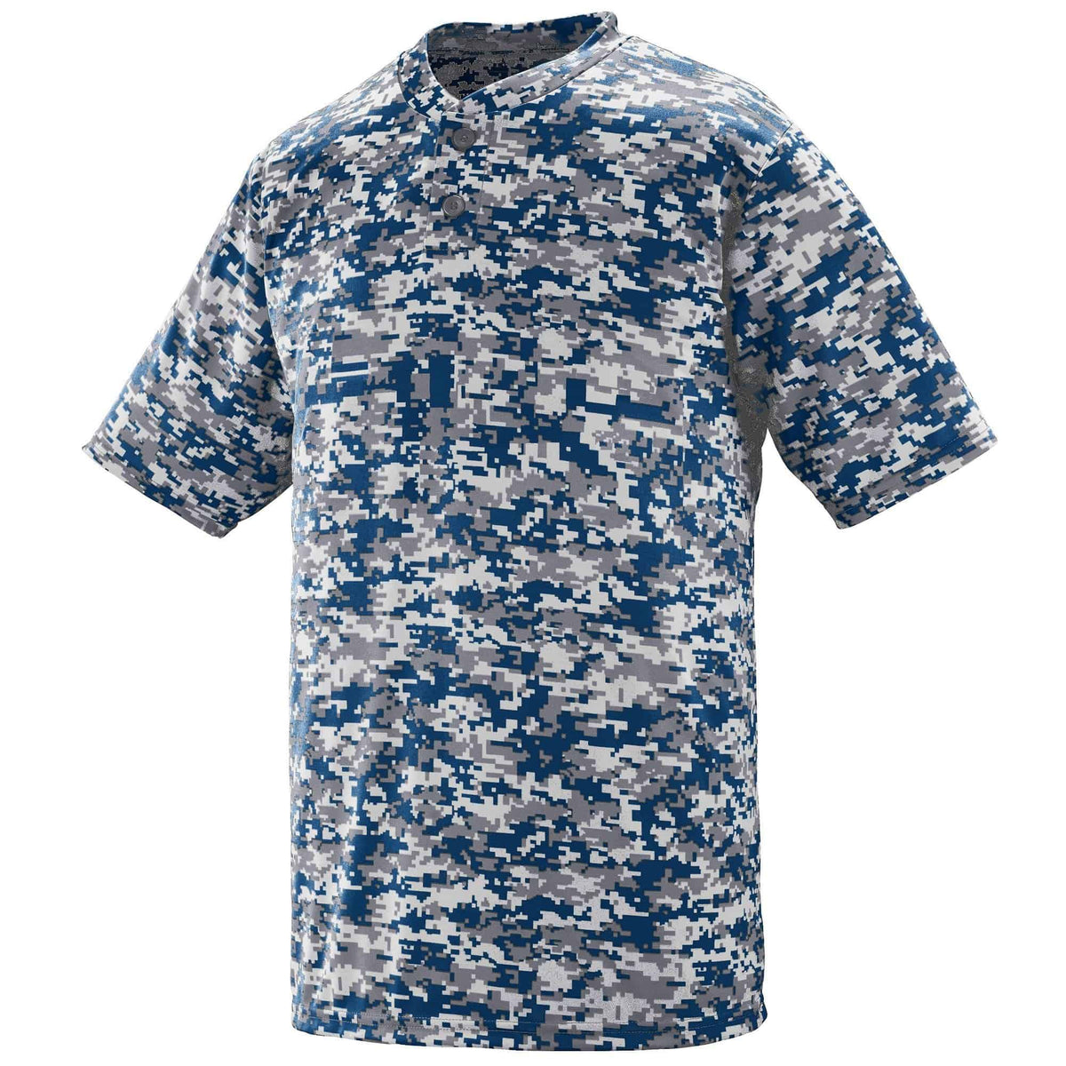 Augusta 1556 Youth Digi Camo Wicking Two-Button Jersey - Navy Digi - HIT a Double