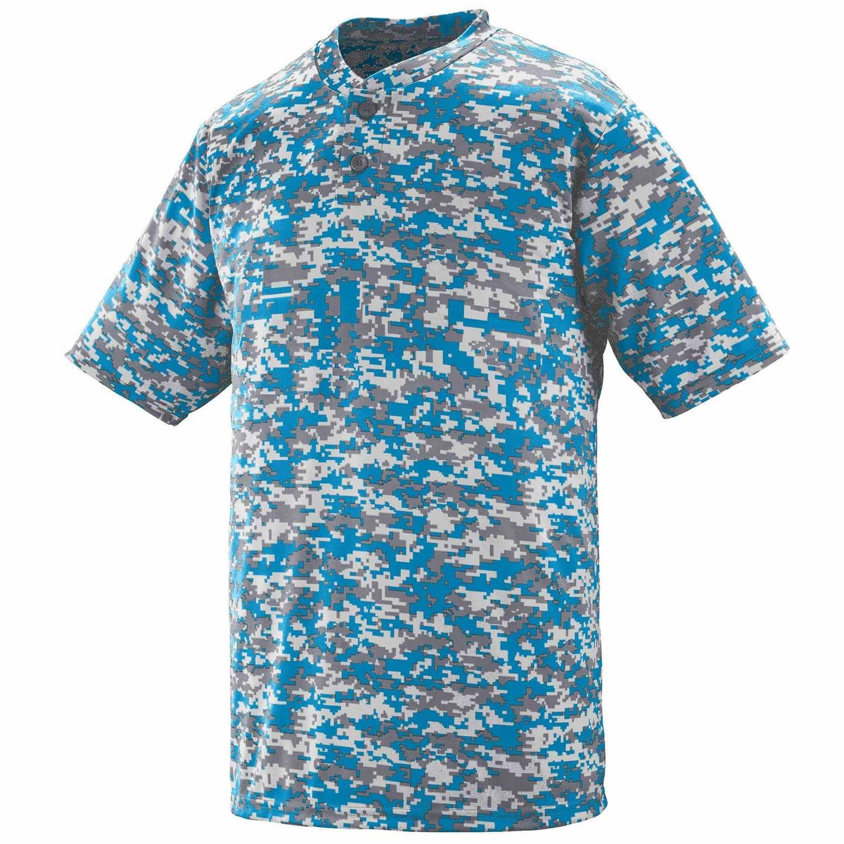 Augusta 1556 Youth Digi Camo Wicking Two-Button Jersey - Power Bl Digi - HIT a Double
