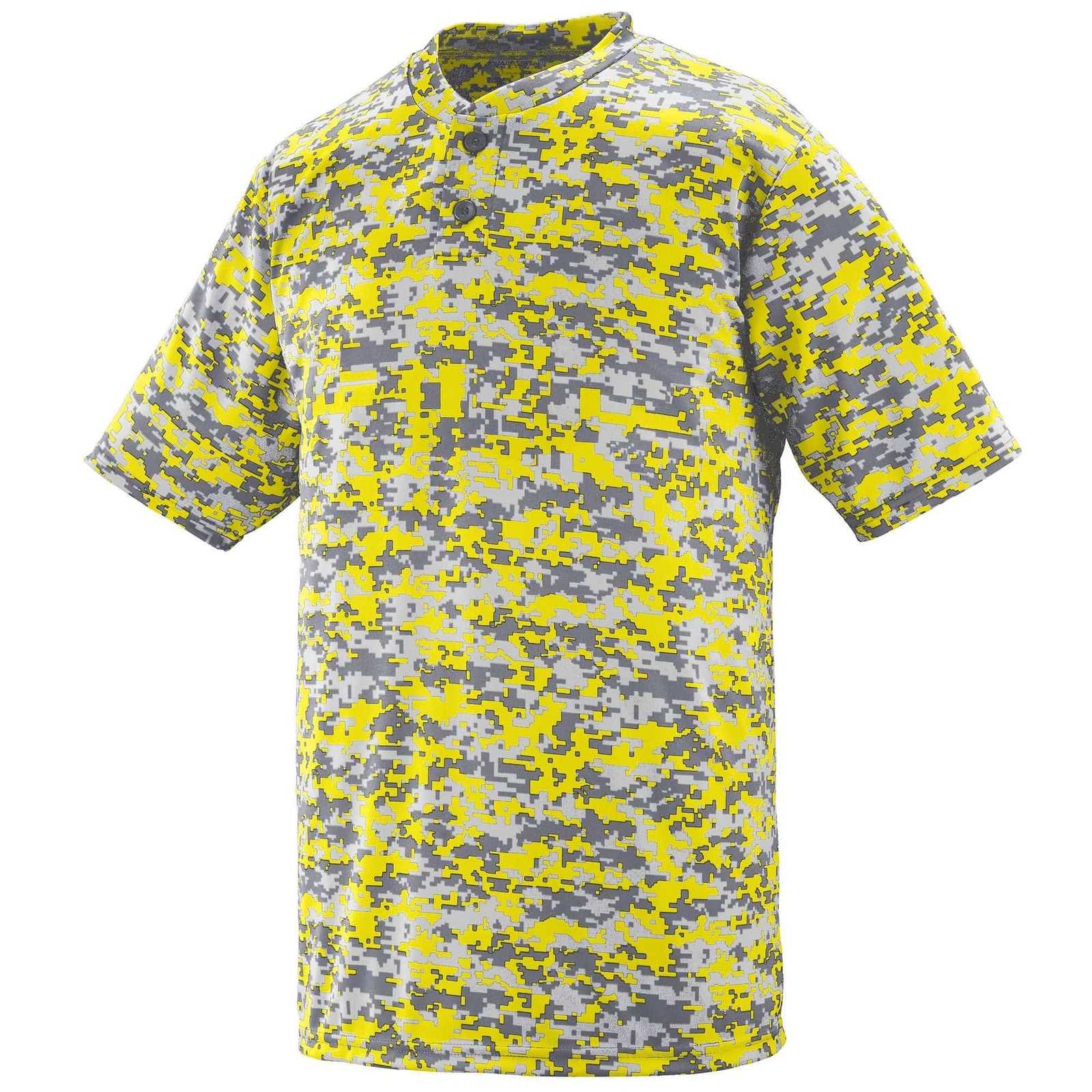 Augusta 1556 Youth Digi Camo Wicking Two-Button Jersey - Power Yw Digi - HIT a Double