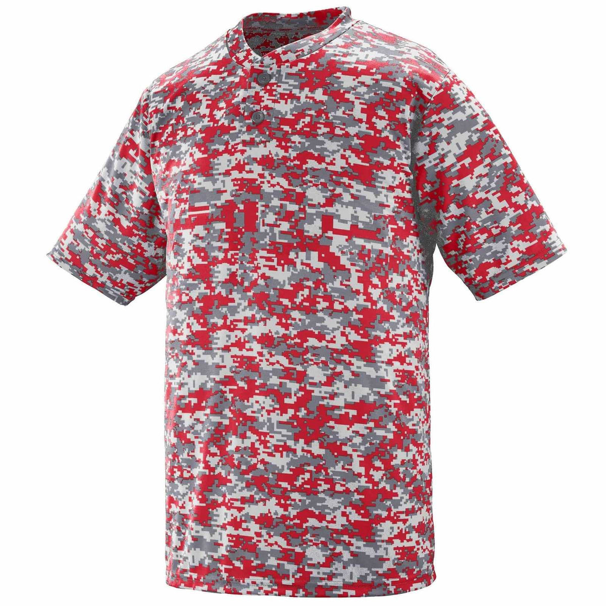 Augusta 1556 Youth Digi Camo Wicking Two-Button Jersey - Red Digi - HIT a Double