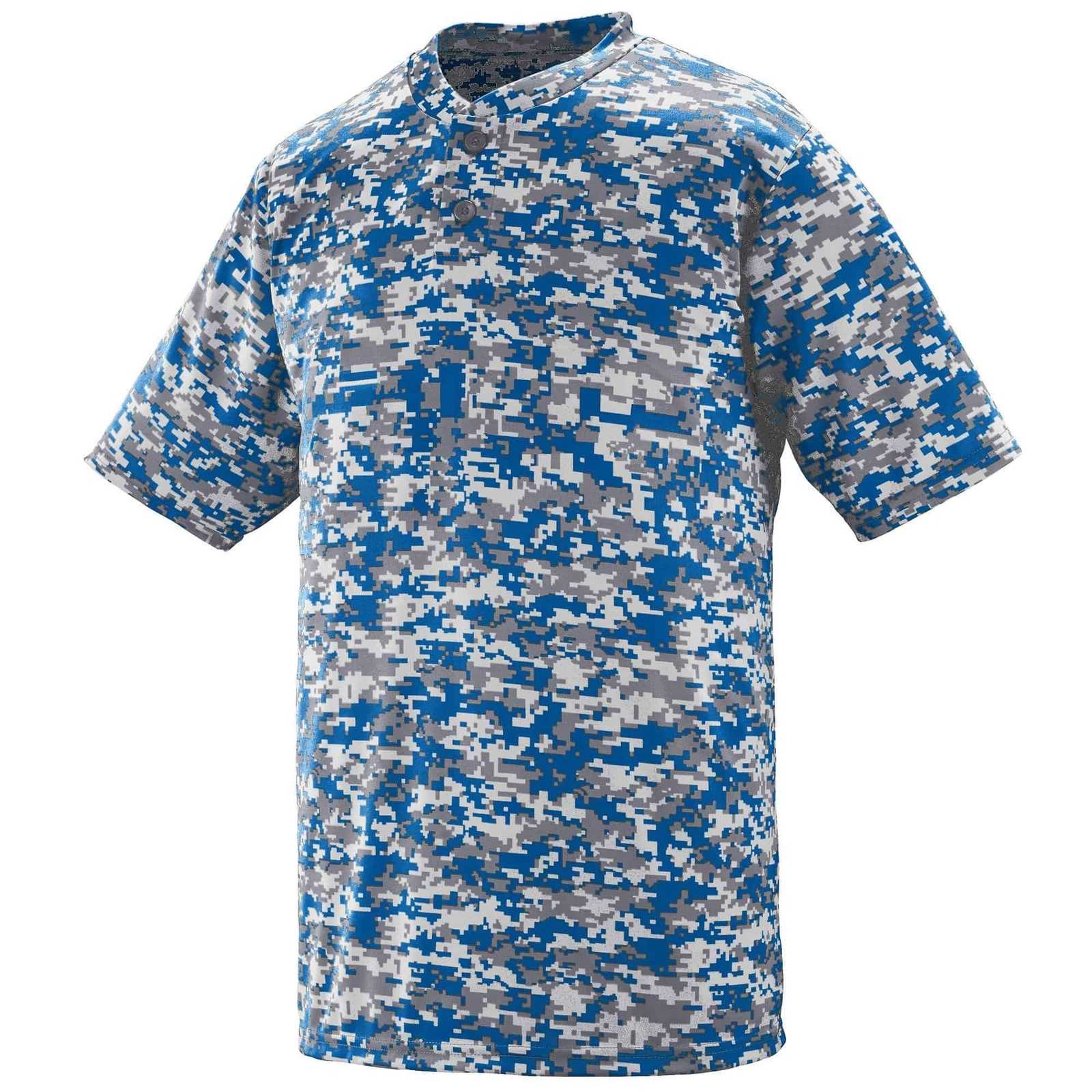 Augusta 1556 Youth Digi Camo Wicking Two-Button Jersey - Royal Digi - HIT a Double