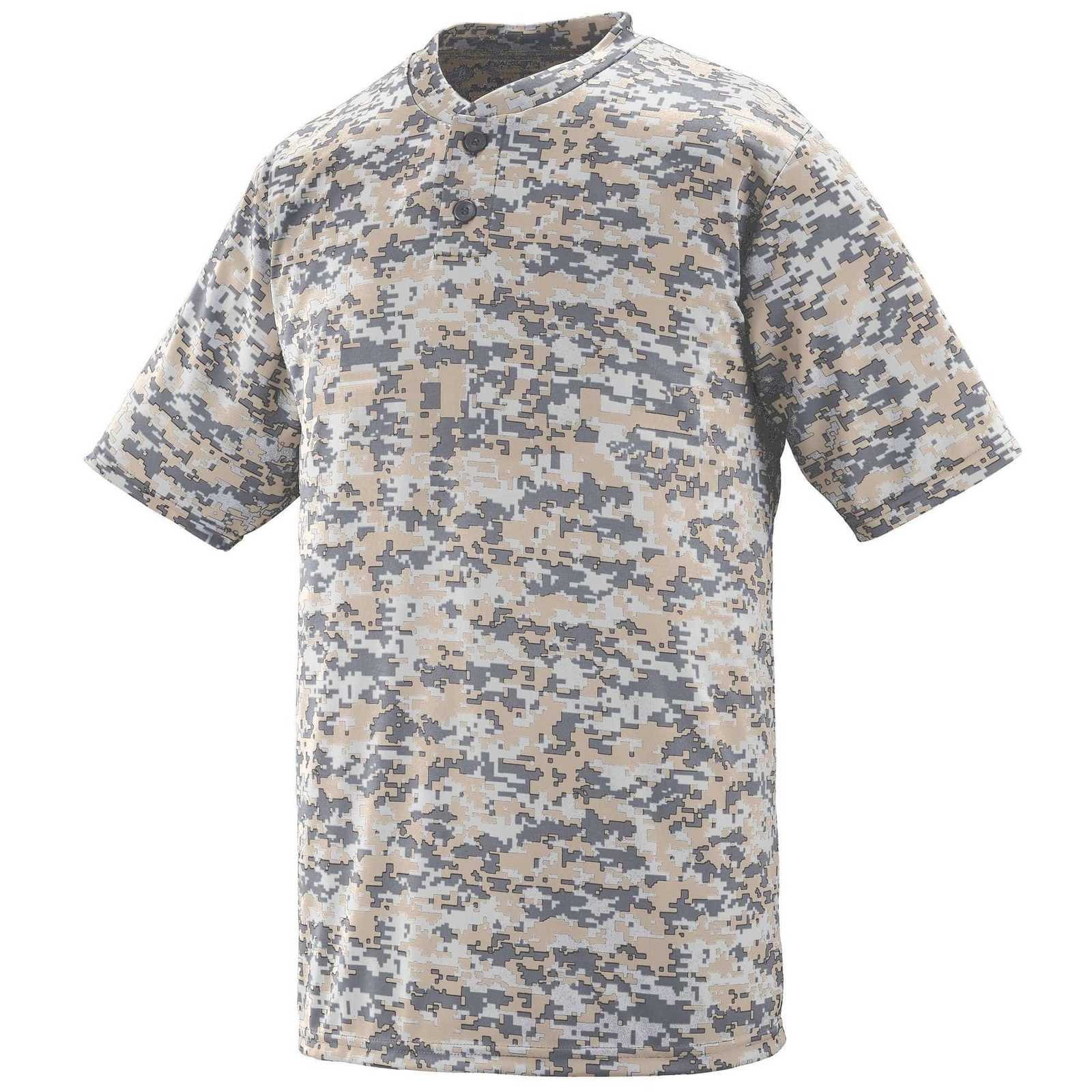 Augusta 1556 Youth Digi Camo Wicking Two-Button Jersey - Sand Digi - HIT a Double
