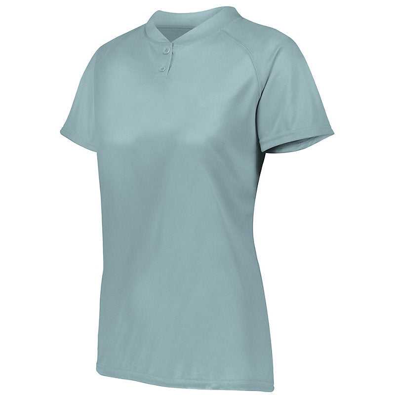 Augusta 1567 Ladies Attain Two-Button Jersey - Blue Grey - HIT a Double