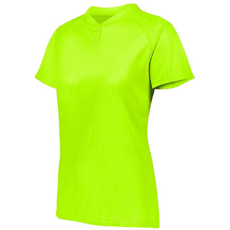 Augusta 1567 Ladies Attain Two-Button Jersey - Lime - HIT a Double