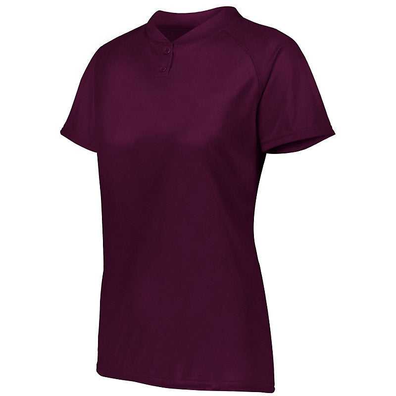 Augusta 1567 Ladies Attain Two-Button Jersey - Maroon - HIT a Double