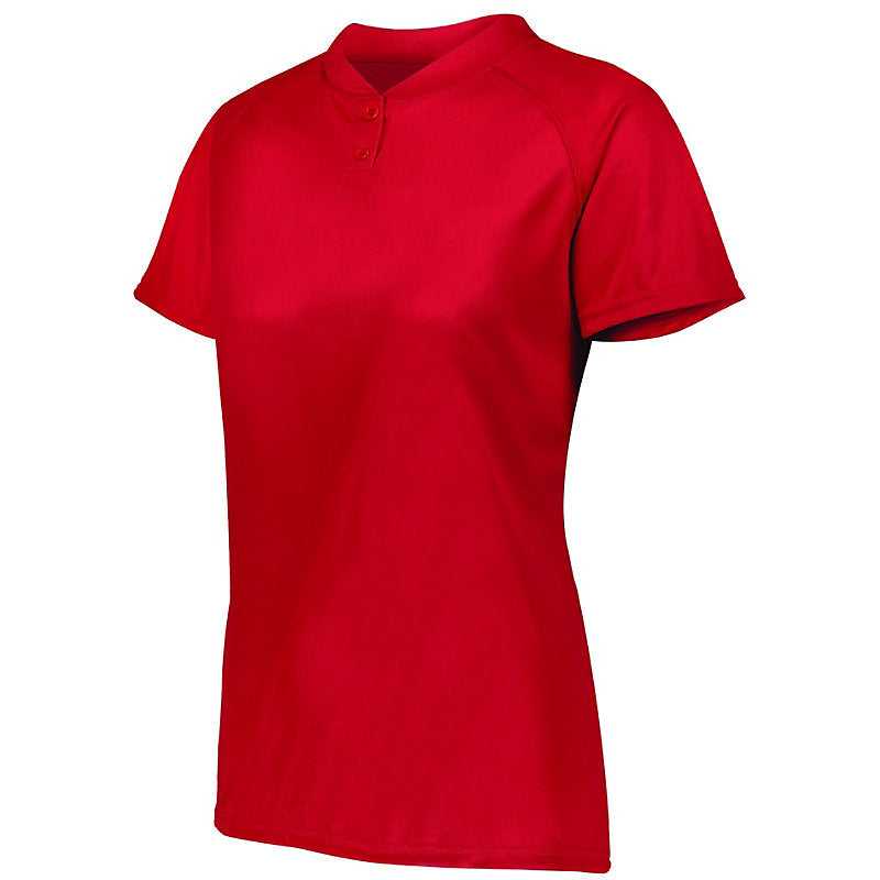 Augusta 1567 Ladies Attain Two-Button Jersey - Red - HIT a Double