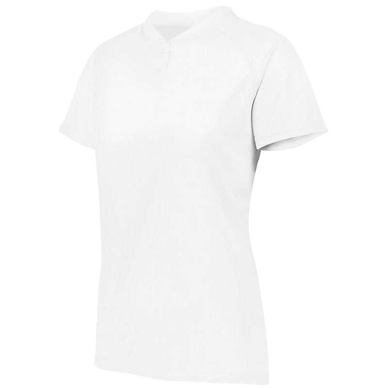 Augusta 1567 Ladies Attain Two-Button Jersey - White - HIT a Double