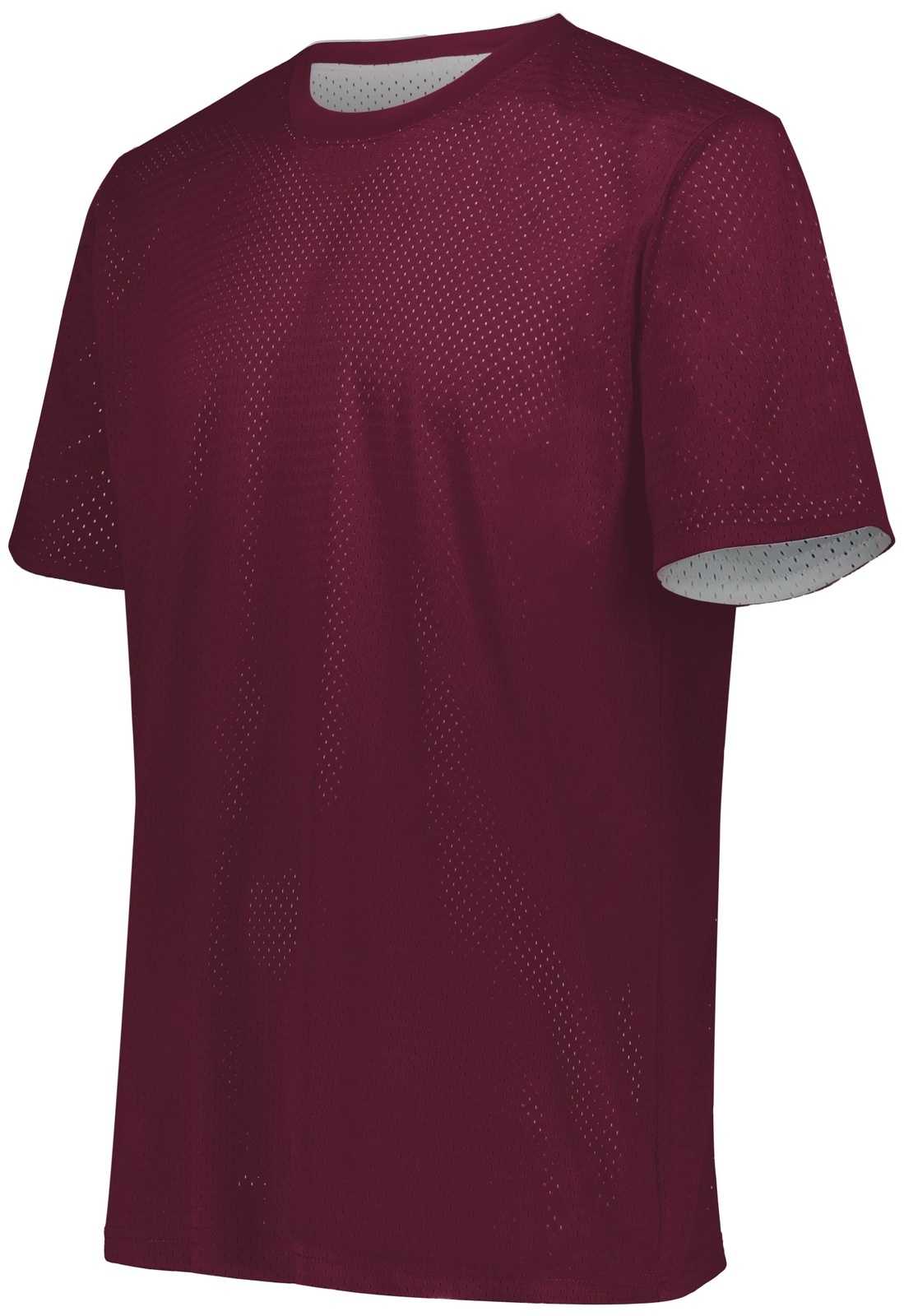 Augusta 1602 Short Sleeve Mesh Reversible Jersey - Maroon White - HIT a Double