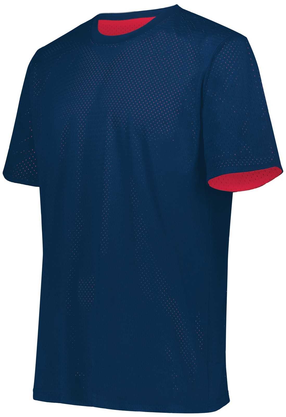Augusta 1602 Short Sleeve Mesh Reversible Jersey - Navy Scarlet - HIT a Double