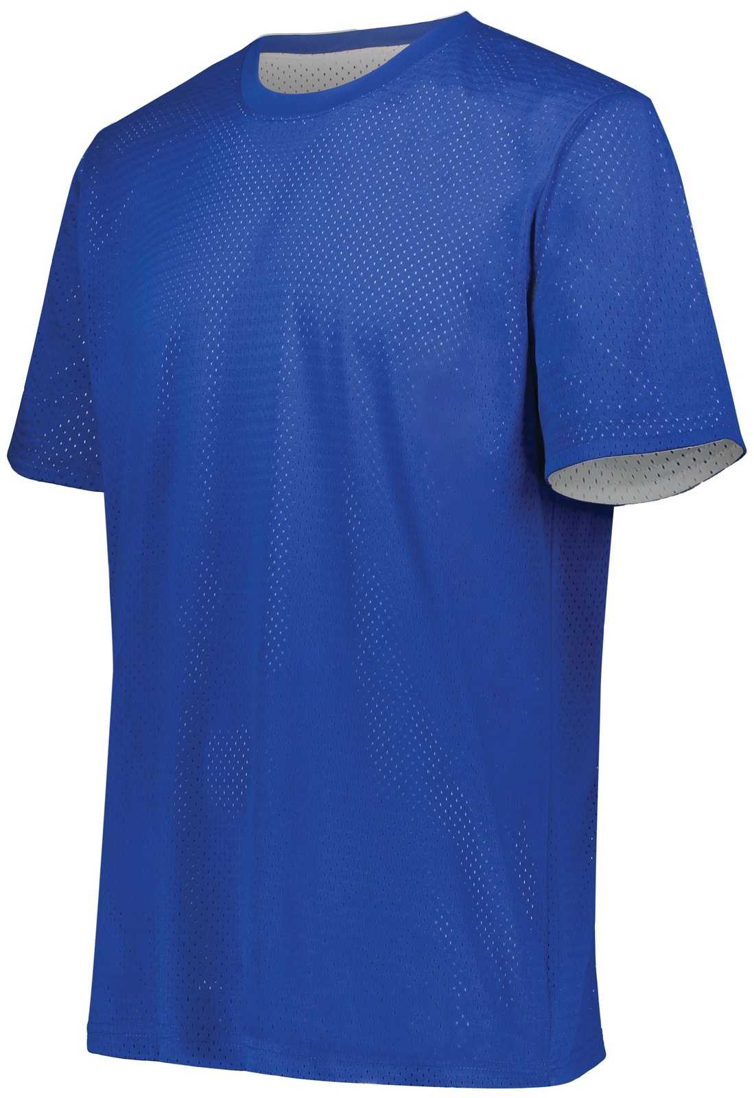 Augusta 1602 Short Sleeve Mesh Reversible Jersey - Royal White - HIT a Double