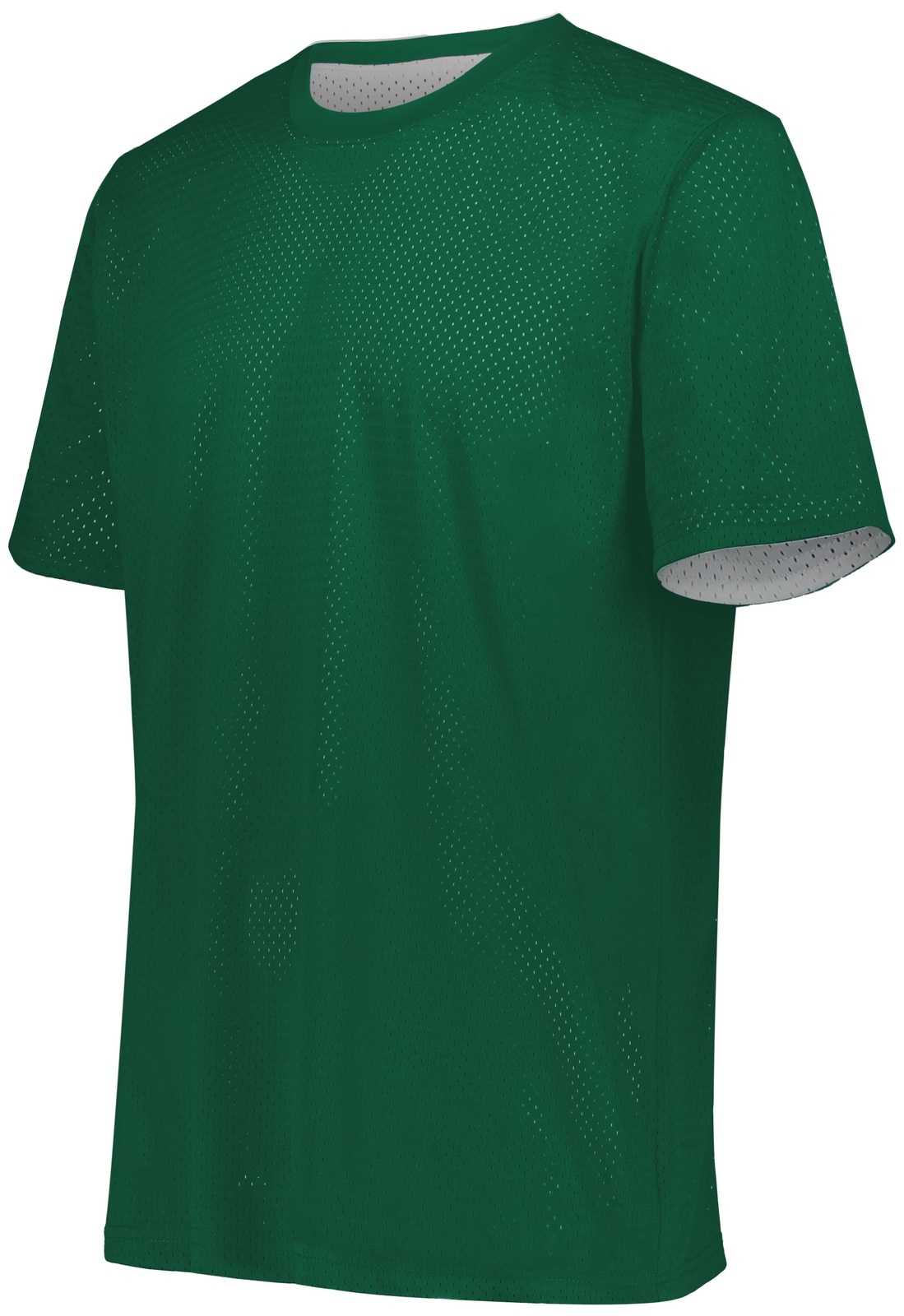 Augusta 1603 Youth Short Sleeve Mesh Reversible Jersey - Dark Green White - HIT a Double