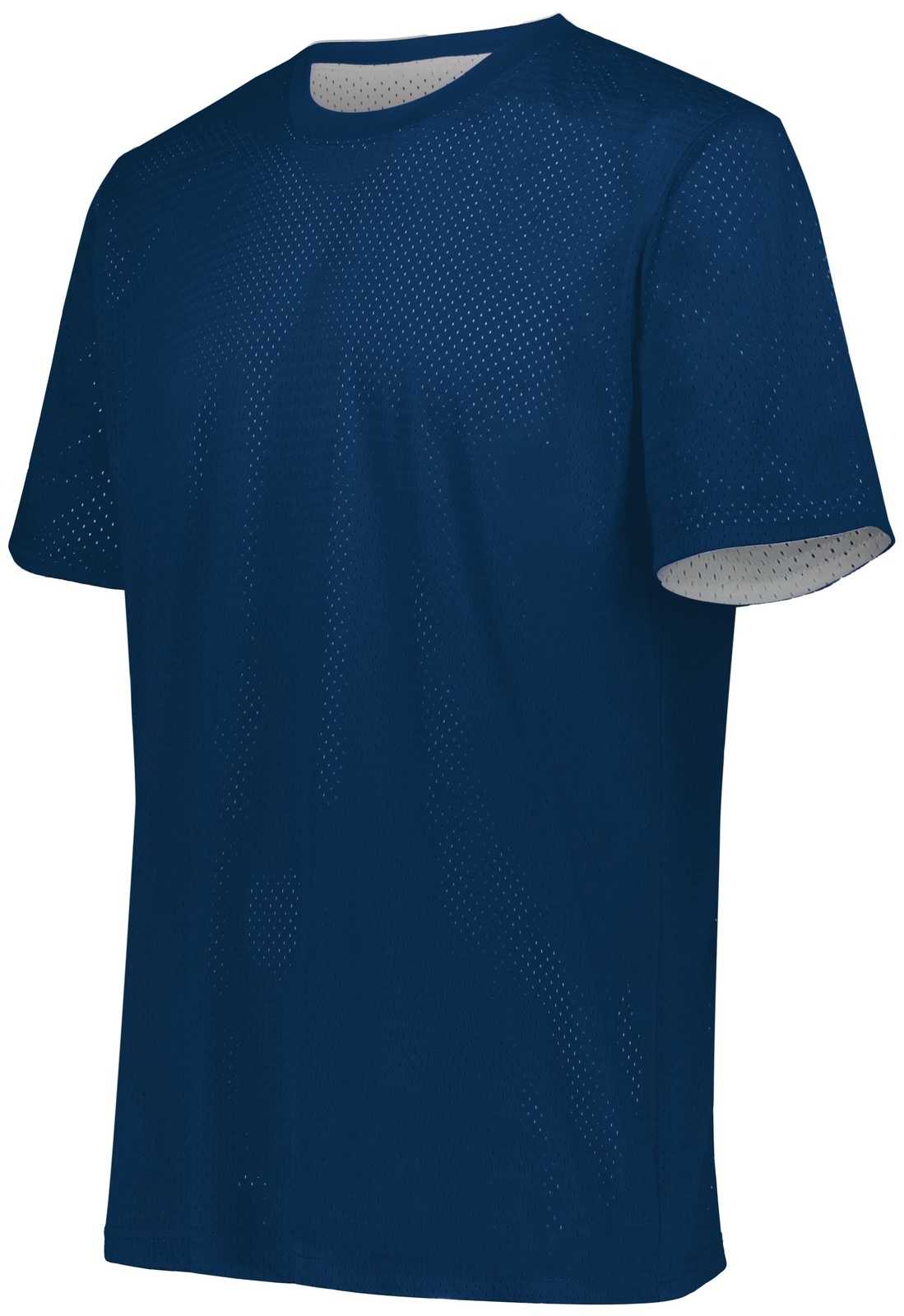Augusta 1603 Youth Short Sleeve Mesh Reversible Jersey - Navy White - HIT a Double