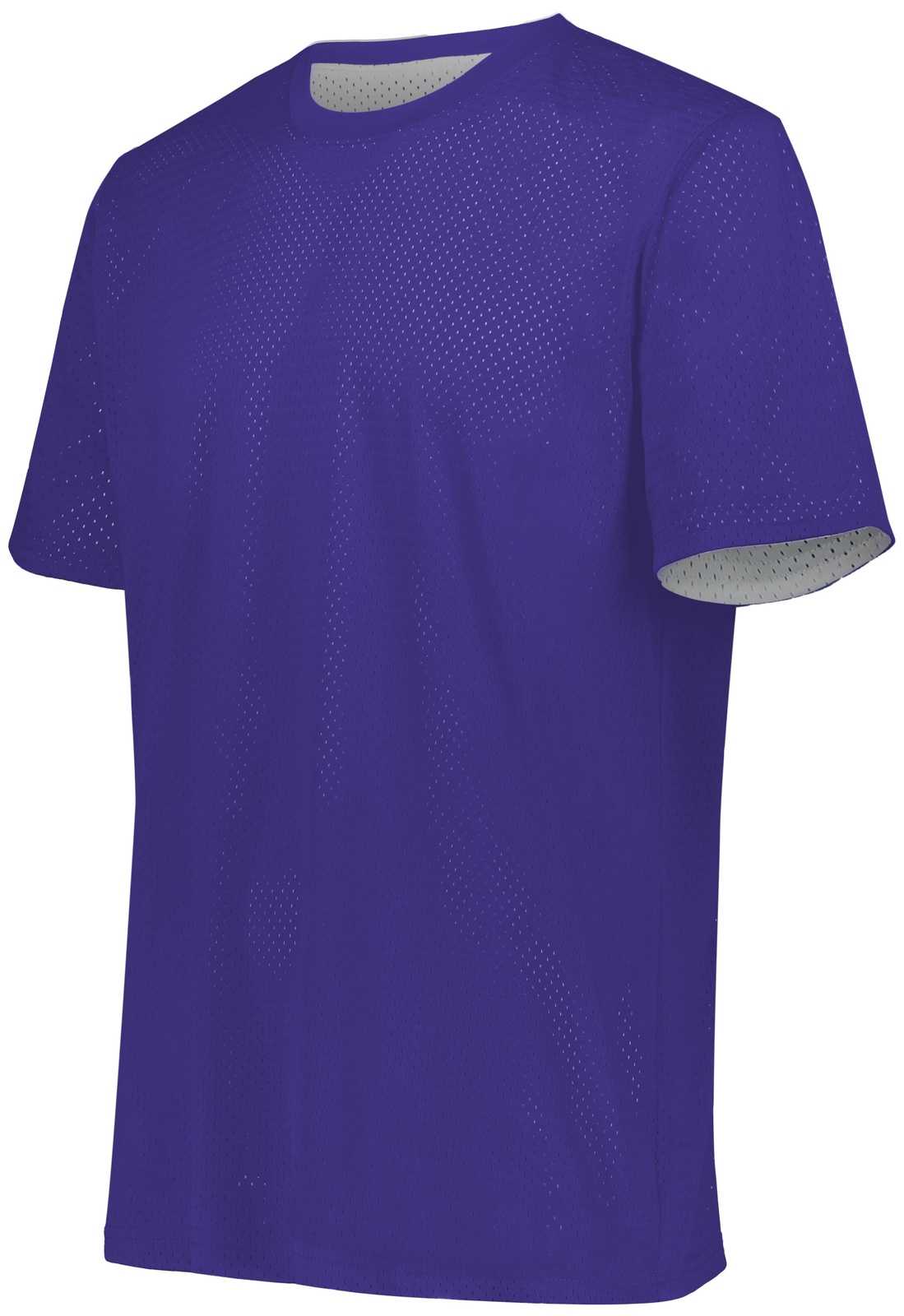Augusta 1603 Youth Short Sleeve Mesh Reversible Jersey - Purple White - HIT a Double