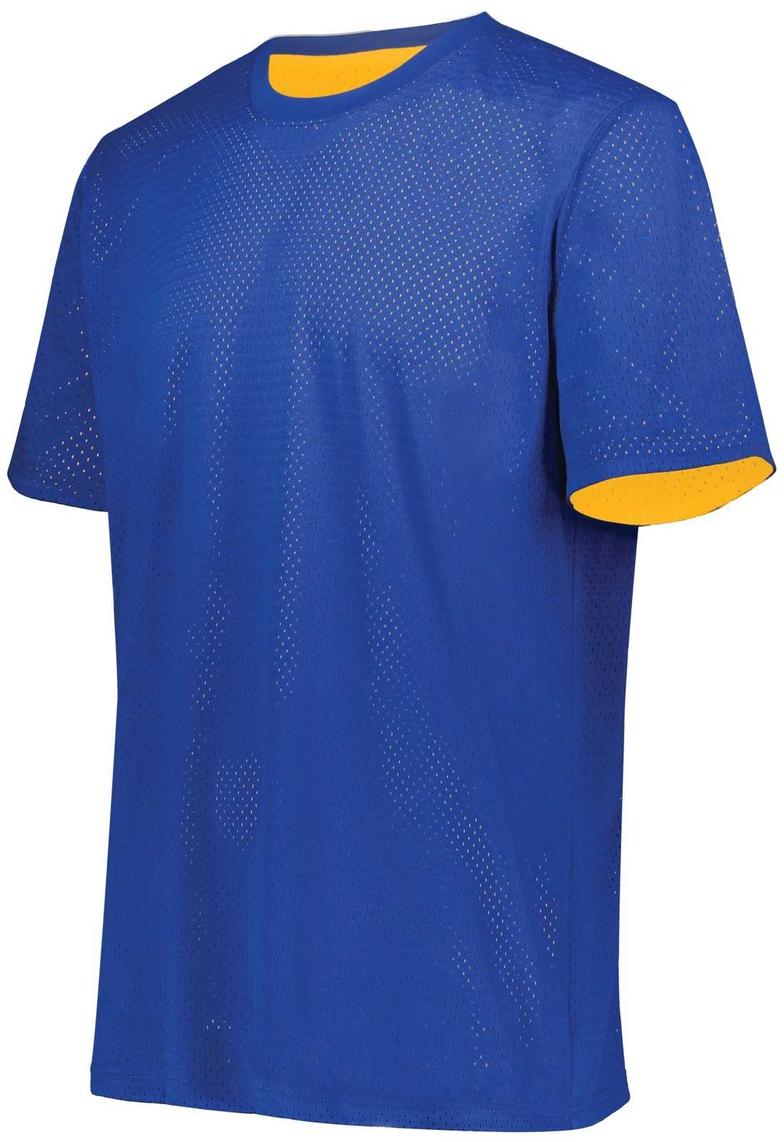Augusta 1603 Youth Short Sleeve Mesh Reversible Jersey - Royal Gold - HIT a Double