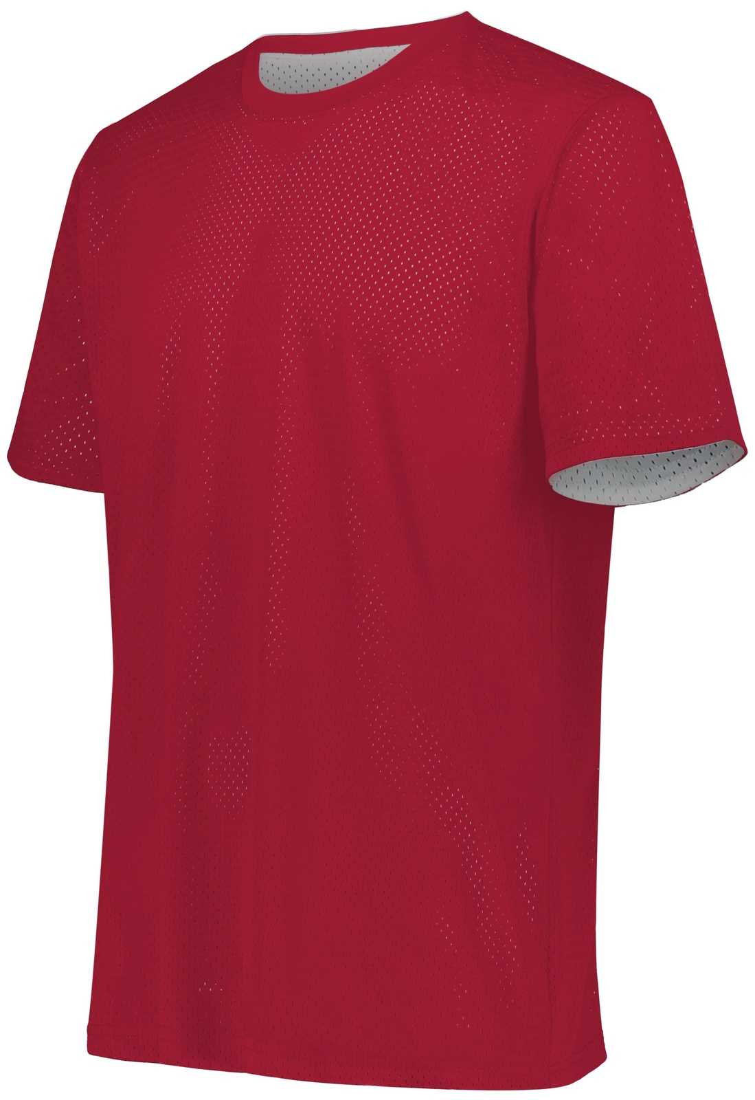 Augusta 1603 Youth Short Sleeve Mesh Reversible Jersey - Scarlet White - HIT a Double