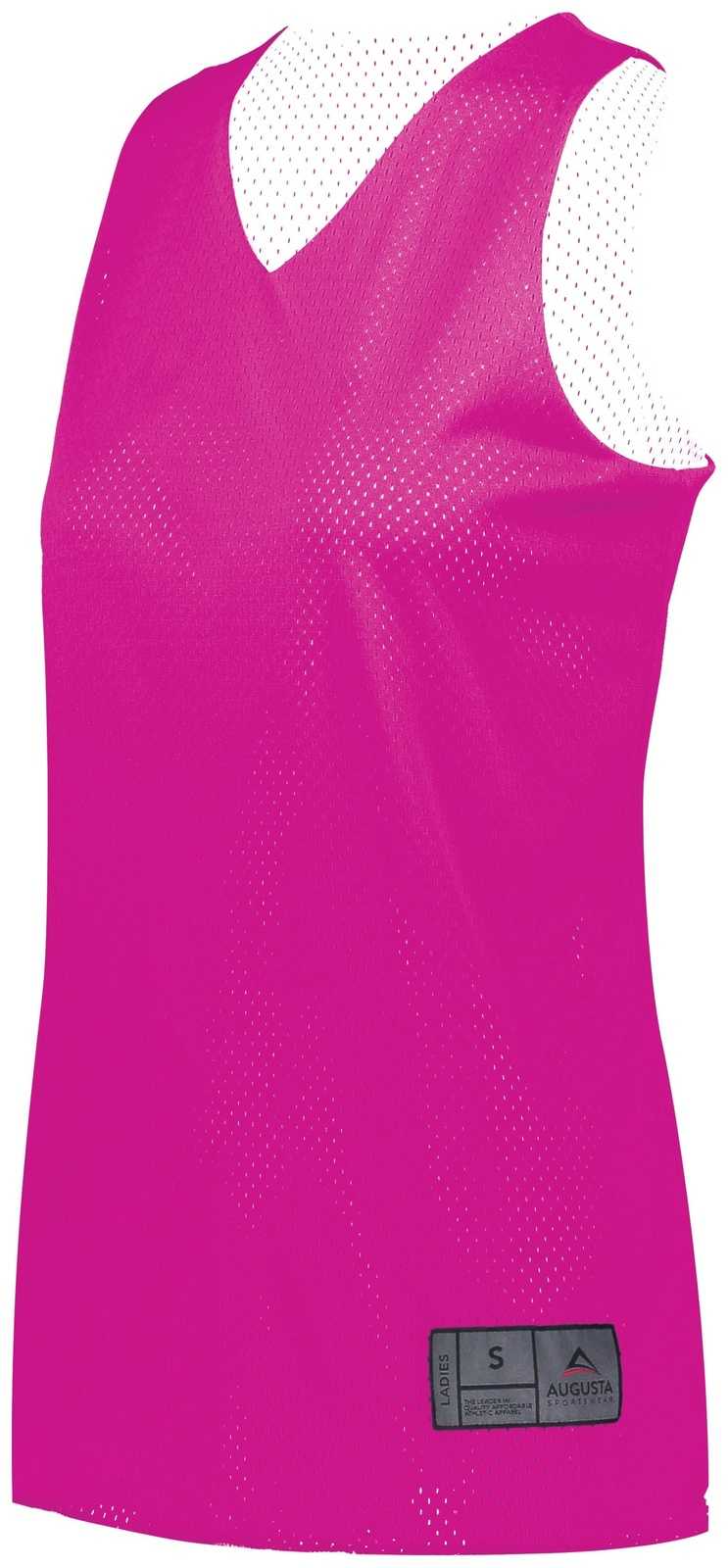 Augusta 163 Youth Tricot Mesh Reversible 2.0 Jersey - Power Pink White - HIT a Double