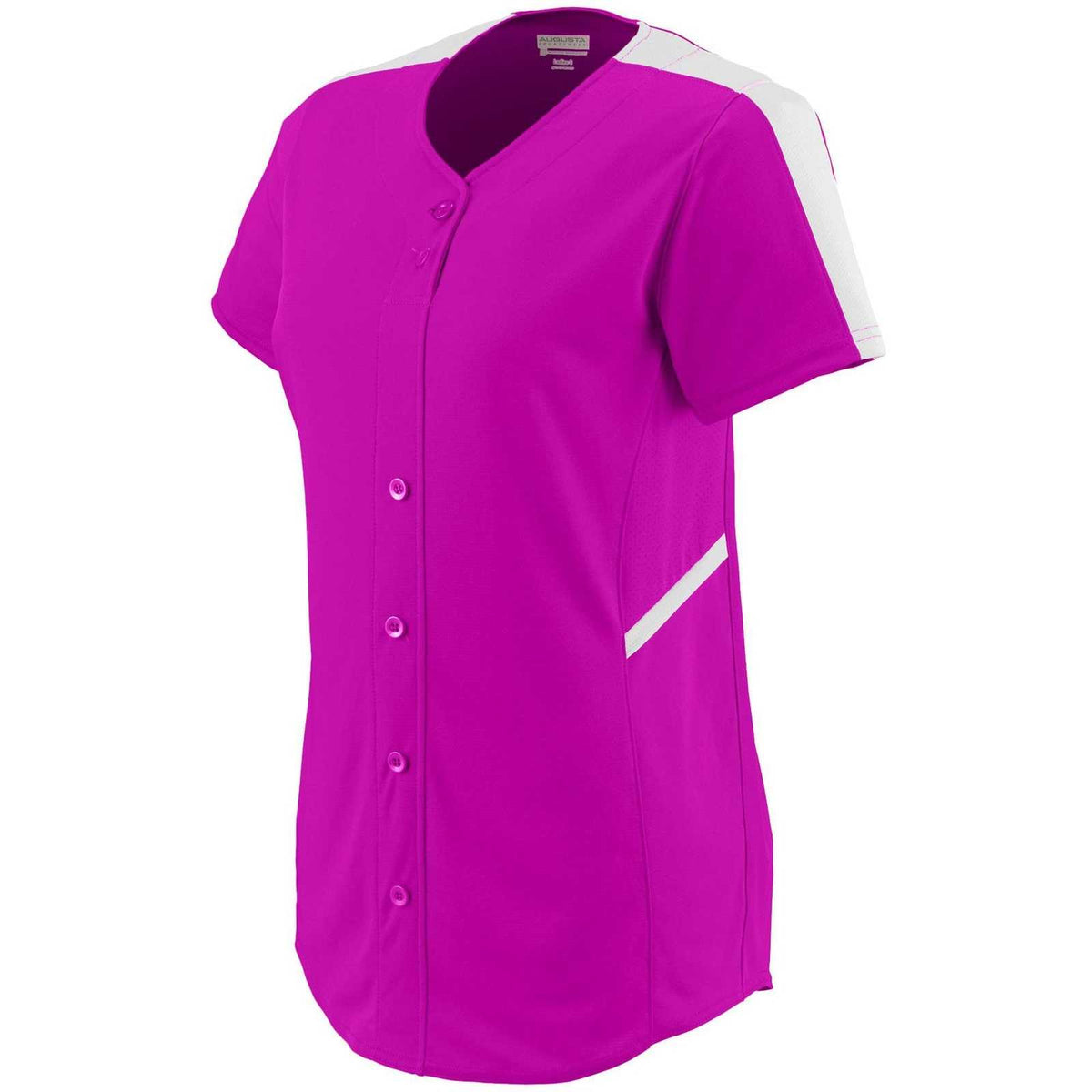 Augusta 1654 Ladies Closer Jersey - Power Pink White - HIT a Double