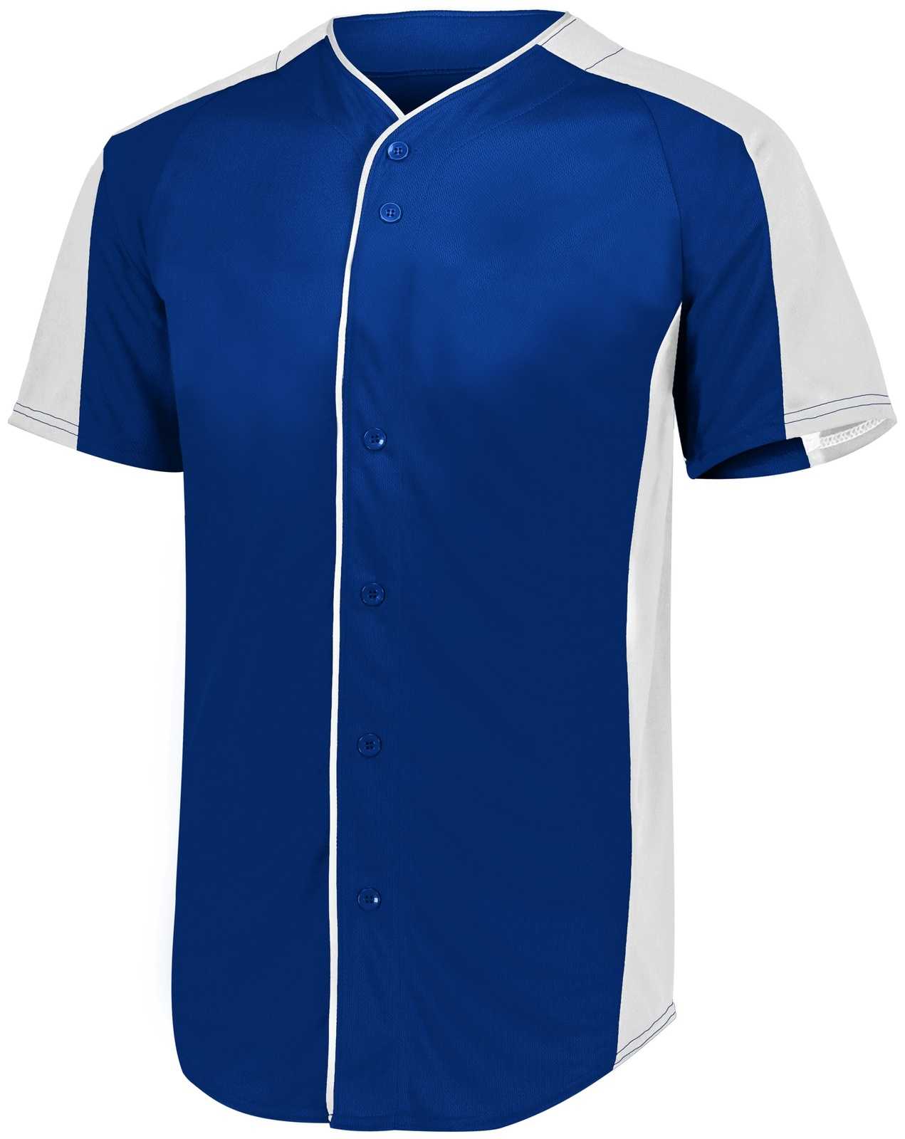 Augusta 1655 Full-Button Baseball Jersey - Navy White - HIT a Double