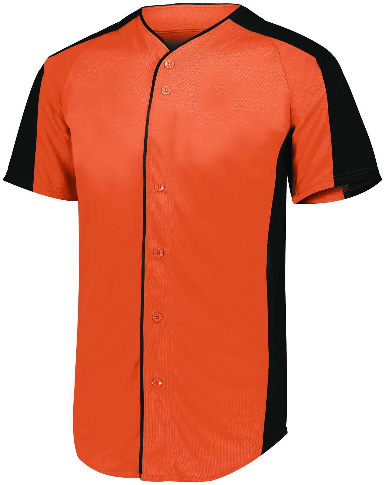 Augusta 1655 Full-Button Baseball Jersey - Orange Black - HIT a Double