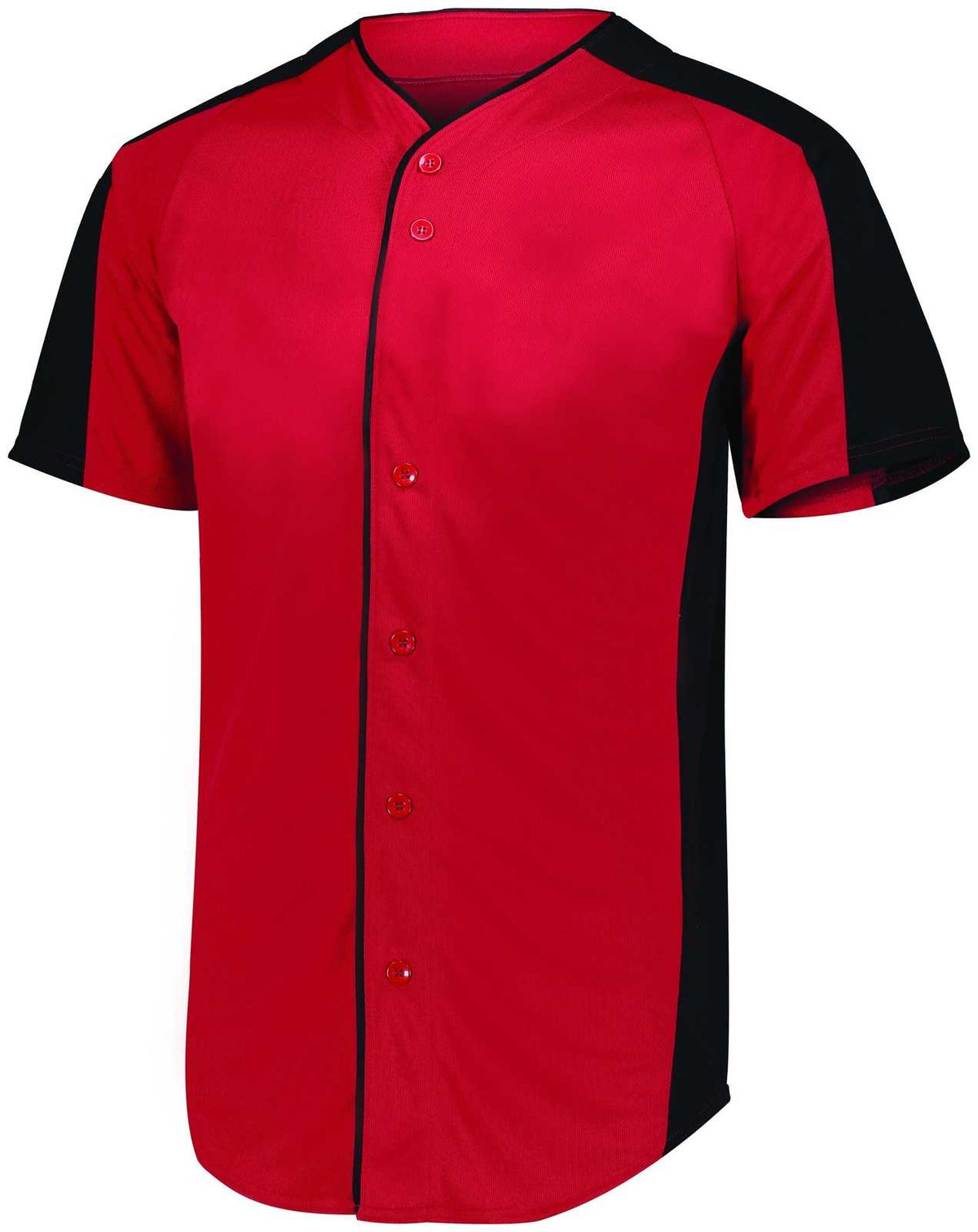 Augusta 1655 Full-Button Baseball Jersey - Red Black - HIT a Double