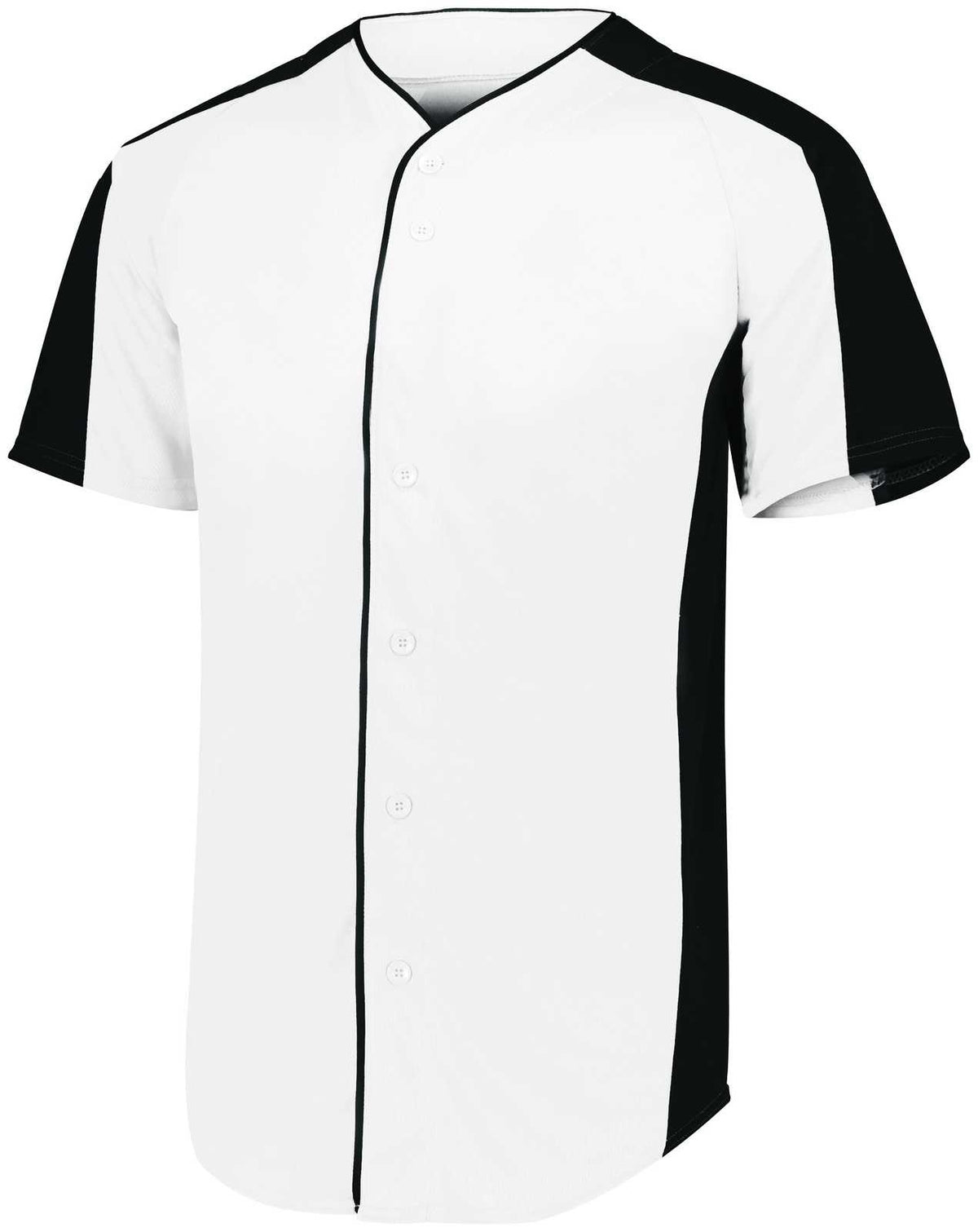 Augusta 1656 Youth Full-Button Baseball Jersey - White Black - HIT a Double