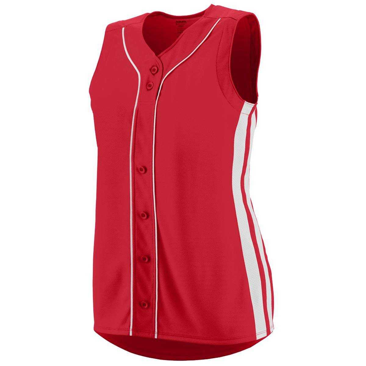 Augusta 1668 Ladies Sleeveless Winner Jersey - Red White - HIT a Double