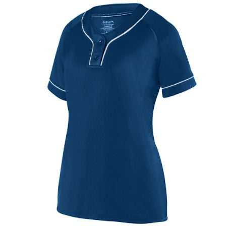 Augusta 1670 Ladies Overpower Two-Button Jersey - Navy White - HIT a Double