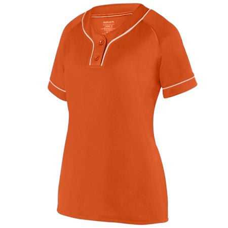 Augusta 1670 Ladies Overpower Two-Button Jersey - Orange White - HIT a Double