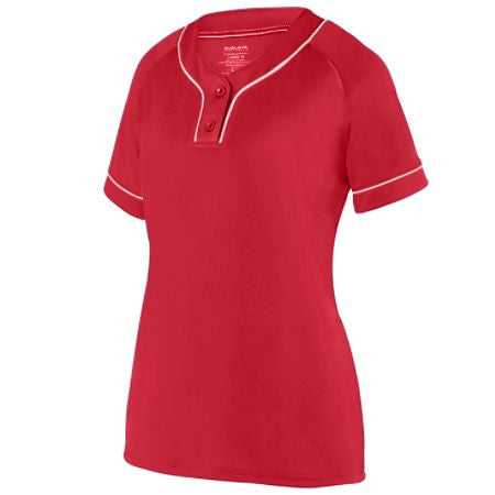Augusta 1670 Ladies Overpower Two-Button Jersey - Red White - HIT a Double
