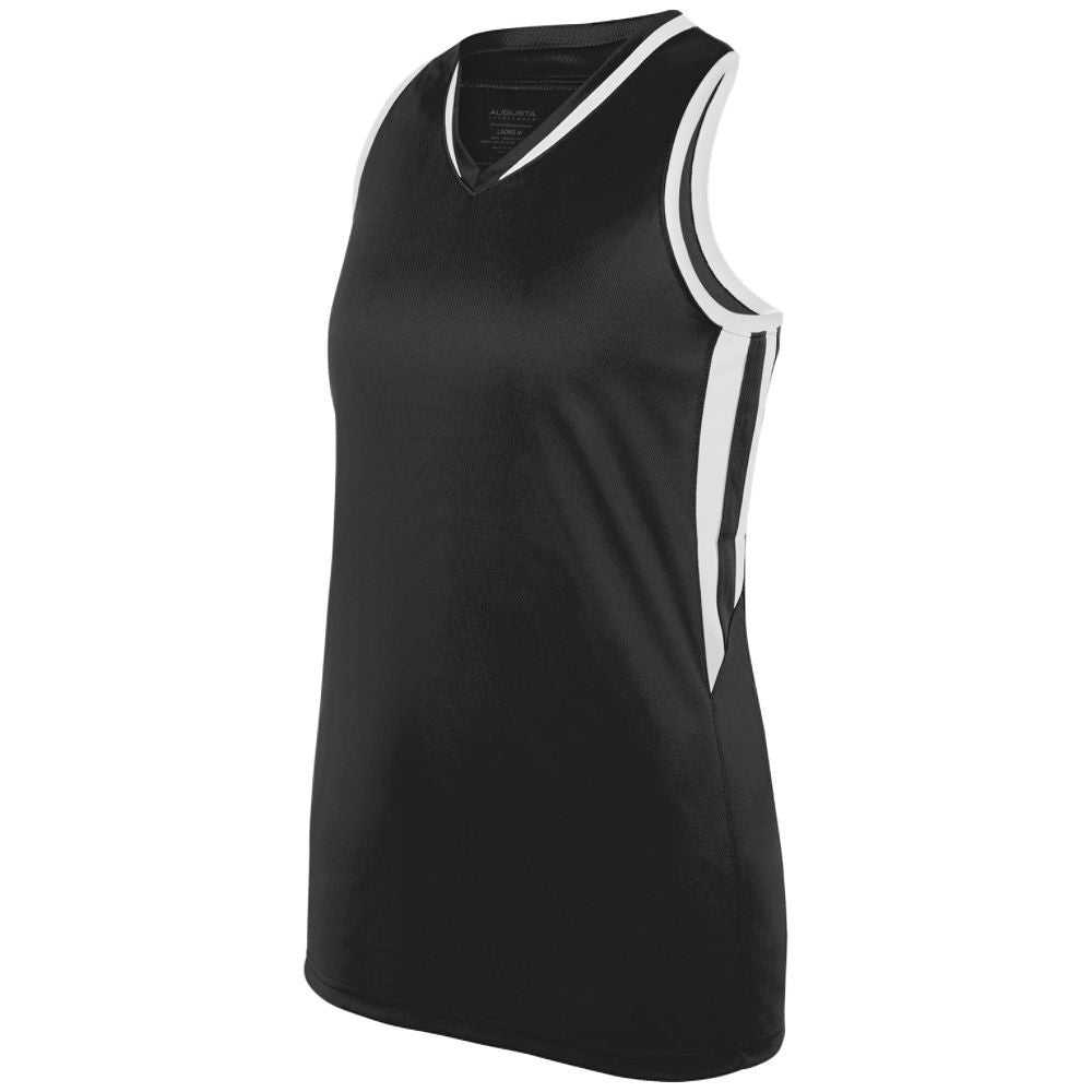 Augusta 1672 Ladies Full Force Tank - Black White - HIT a Double