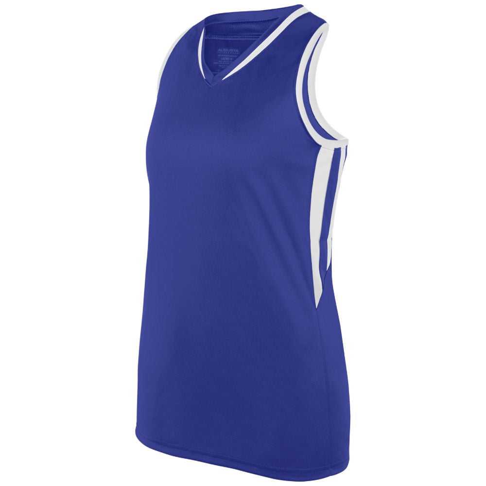 Augusta 1672 Ladies Full Force Tank - Purple White - HIT a Double