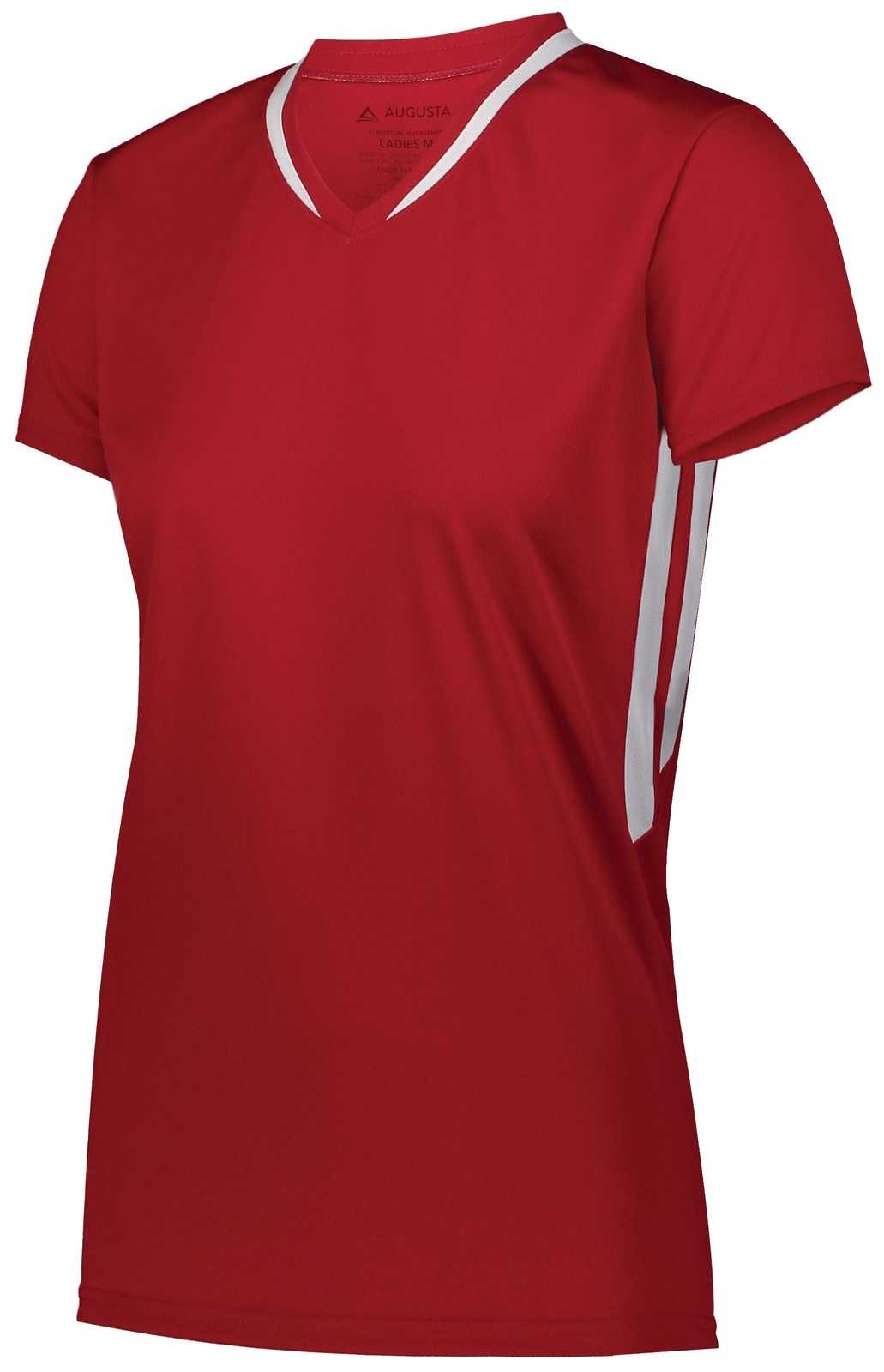 Augusta 1682 Ladies Full Force Short Sleeve Jersey - Scarlet White - HIT a Double