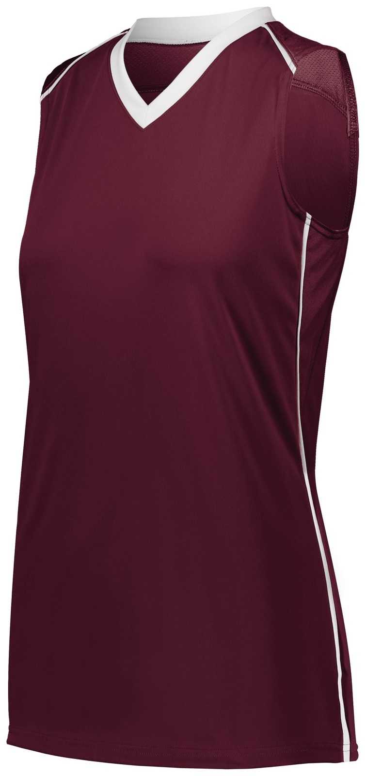 Augusta 1687 Ladies Rover Jersey - Maroon White - HIT a Double