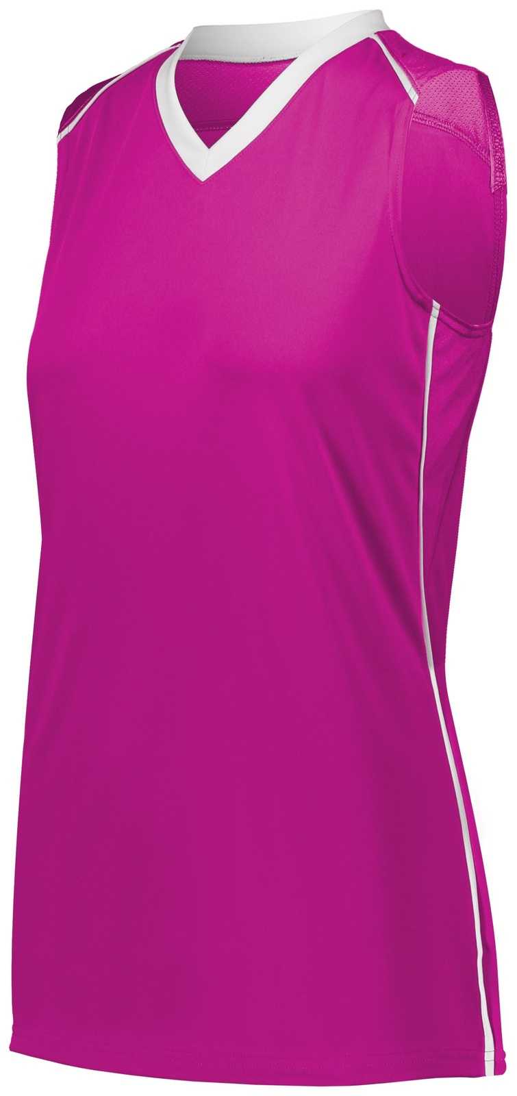 Augusta 1687 Ladies Rover Jersey - Power Pink White - HIT a Double
