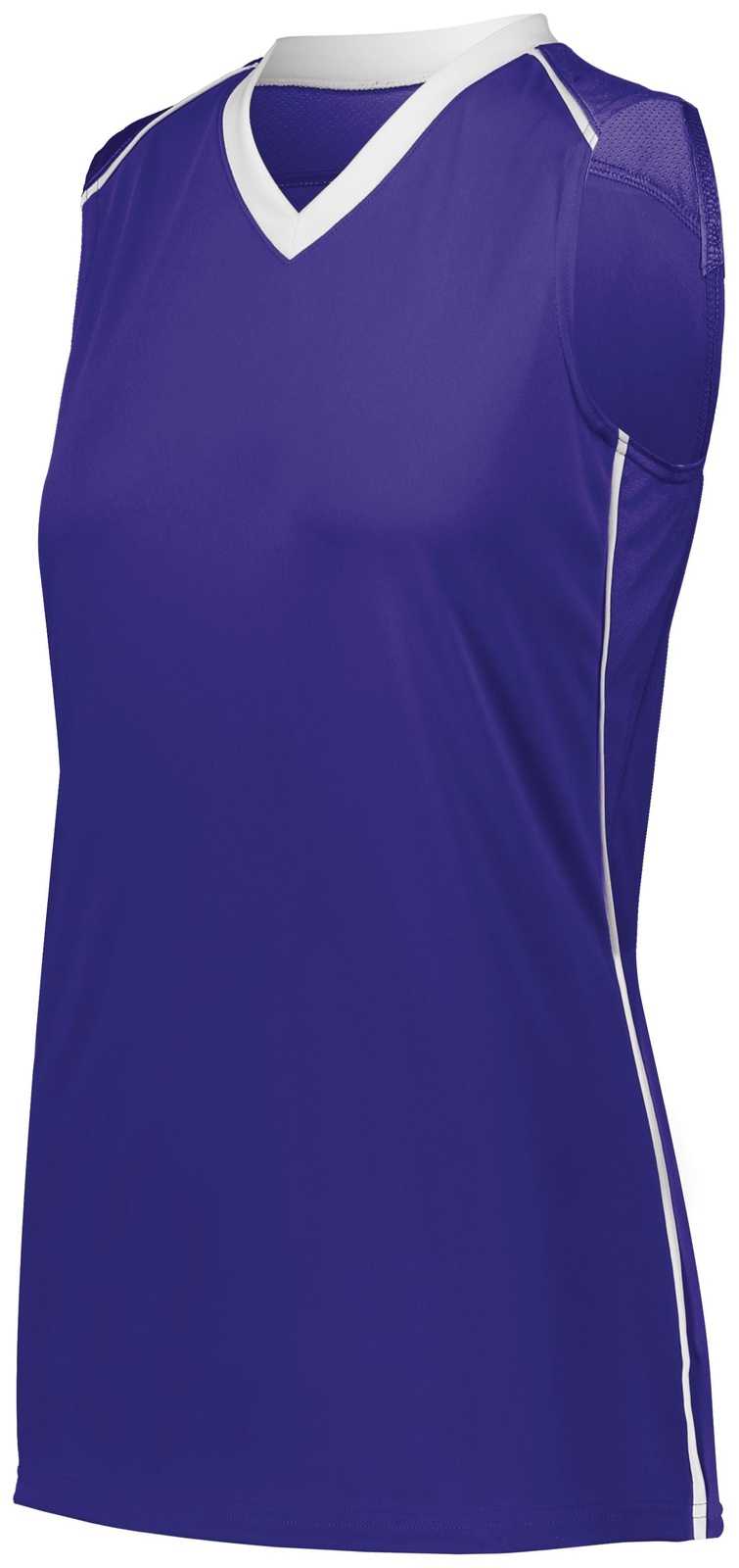 Augusta 1687 Ladies Rover Jersey - Purple White - HIT a Double