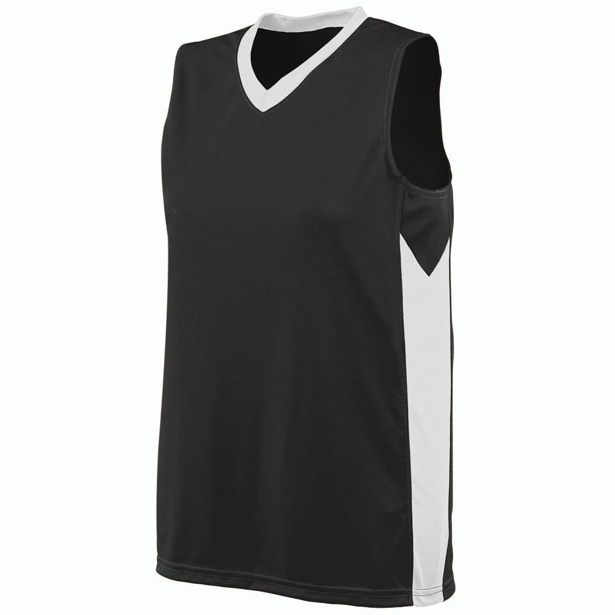 Augusta 1714 Ladies Block Out Jersey - Black White - HIT a Double