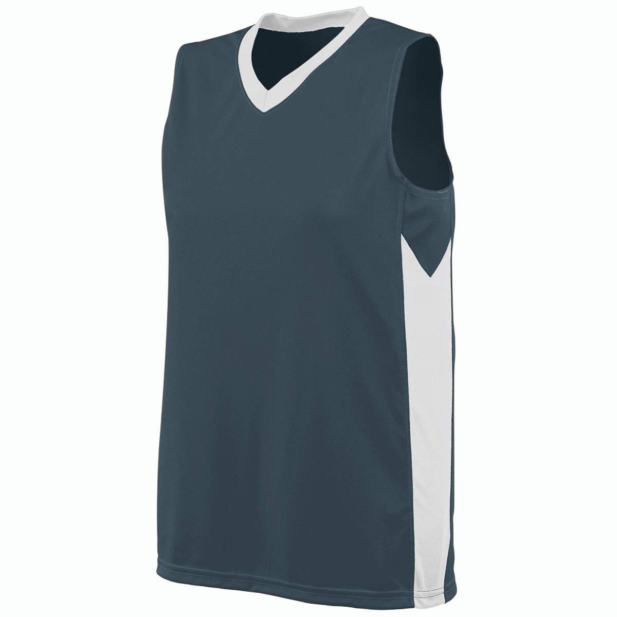 Augusta 1714 Ladies Block Out Jersey - Dark Gray White - HIT a Double