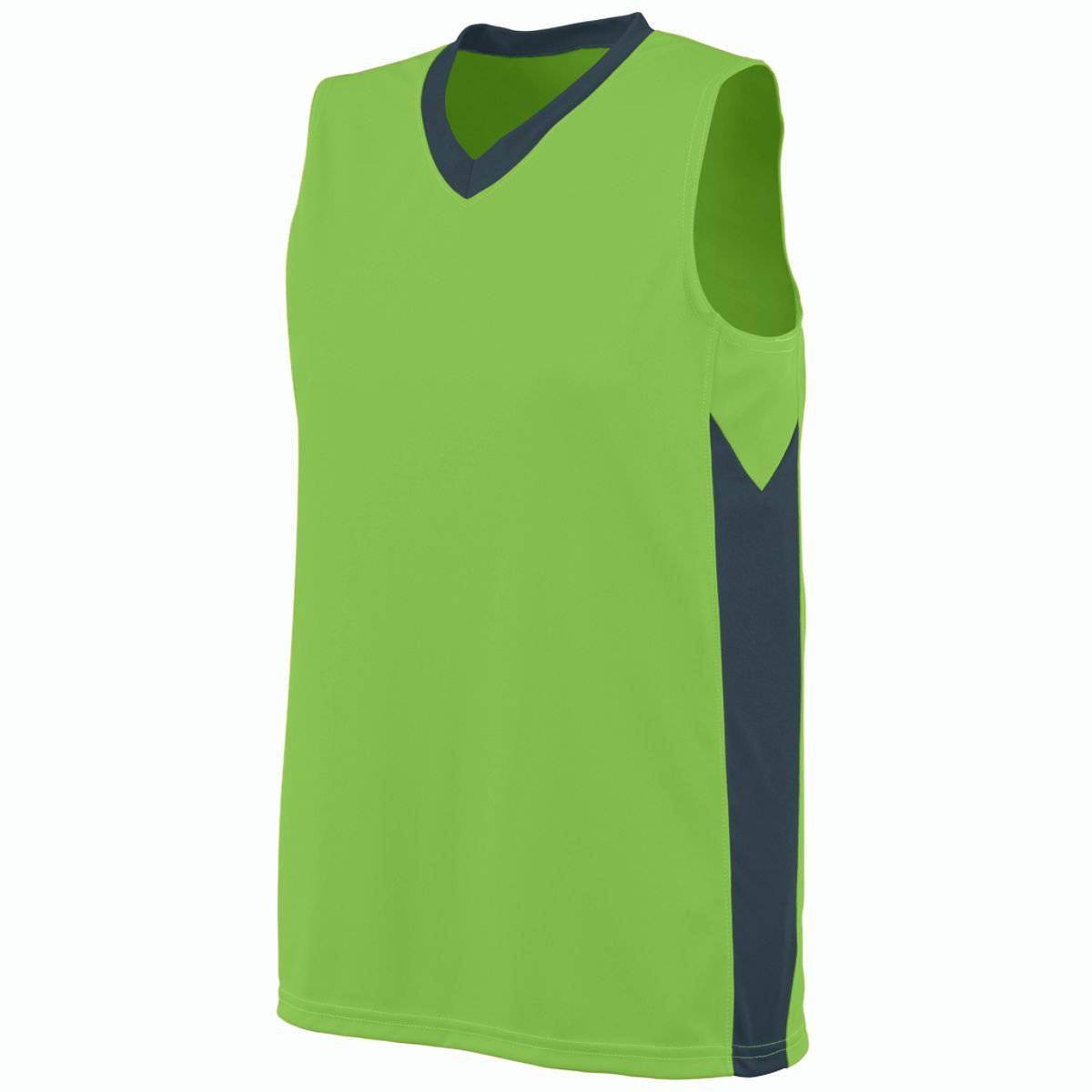 Augusta 1714 Ladies Block Out Jersey - Lime Dark Gray - HIT a Double