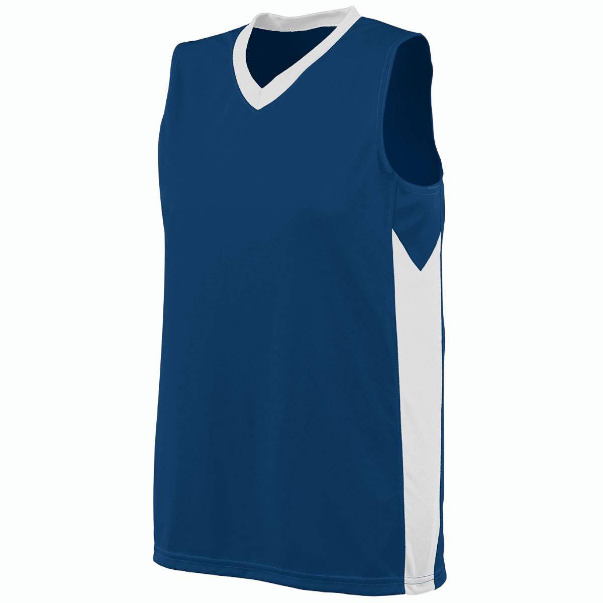 Augusta 1714 Ladies Block Out Jersey - Navy White - HIT a Double