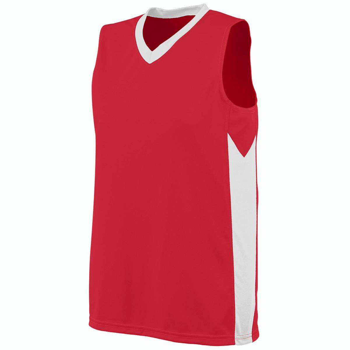Augusta 1714 Ladies Block Out Jersey - Red White - HIT a Double