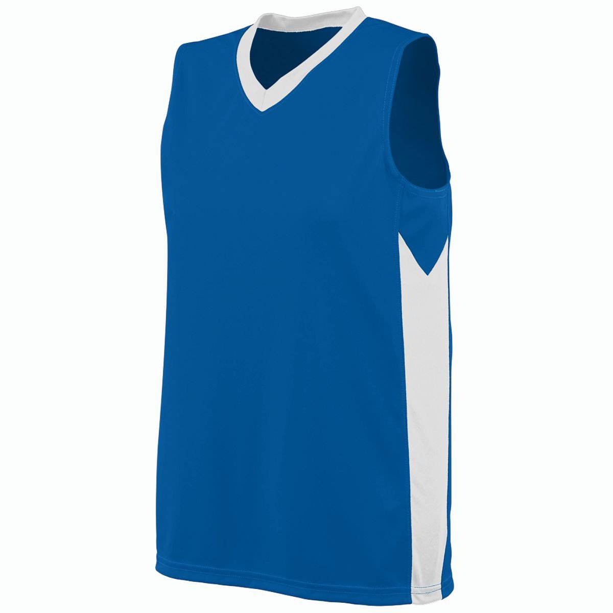 Augusta 1714 Ladies Block Out Jersey - Royal White - HIT a Double