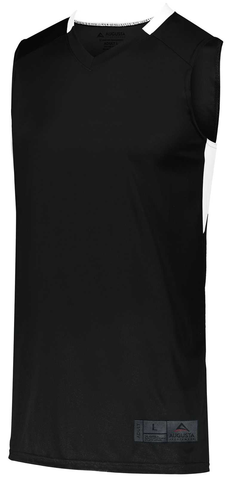 Augusta 1730 Step-Back Basketball Jersey - Black White - HIT a Double