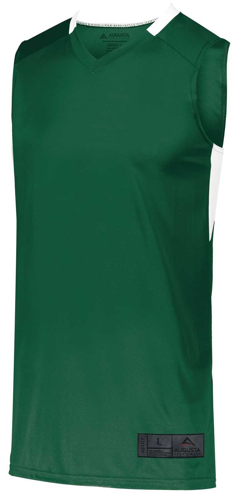 Augusta 1730 Step-Back Basketball Jersey - Dark Green White - HIT a Double