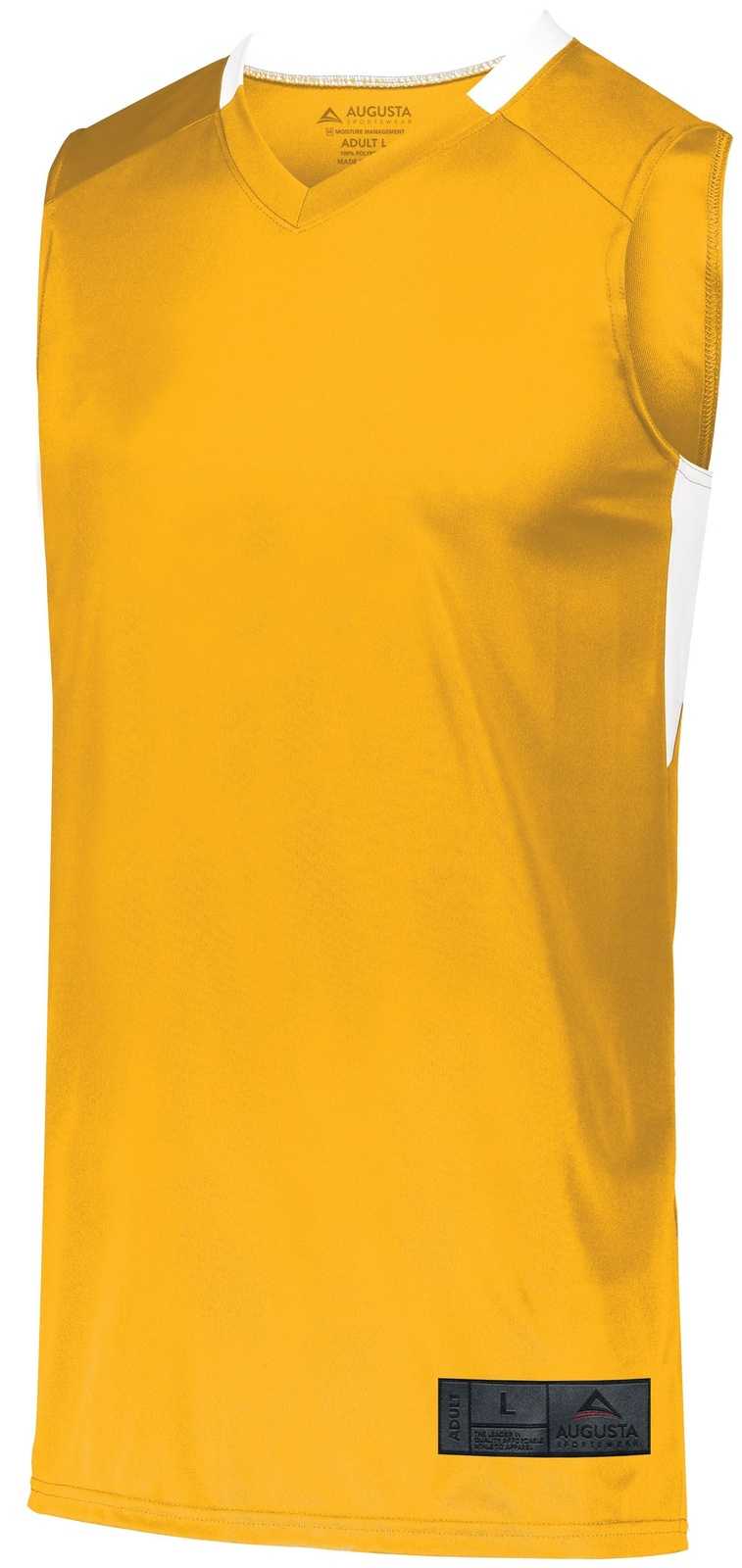 Augusta 1730 Step-Back Basketball Jersey - Gold White - HIT a Double