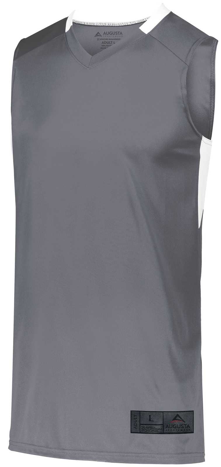 Augusta 1730 Step-Back Basketball Jersey - Graphite White - HIT a Double